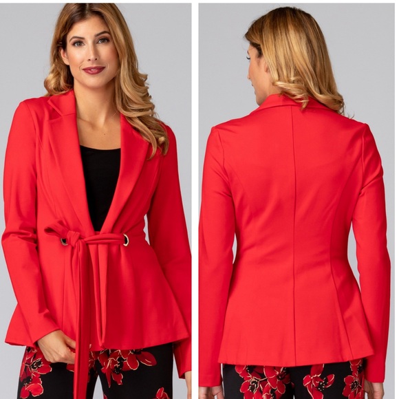 Joseph Ribkoff Jackets & Blazers - Joseph Ribkoff Red Belted Blazer Jacket SZ 6 Style 193358